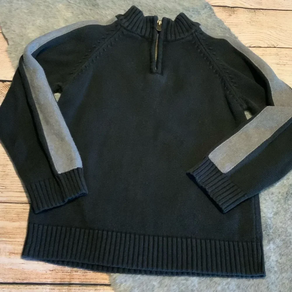 OshKosh B'gosh Kids Black & Gray Quarter-Zip Sweater Size 7